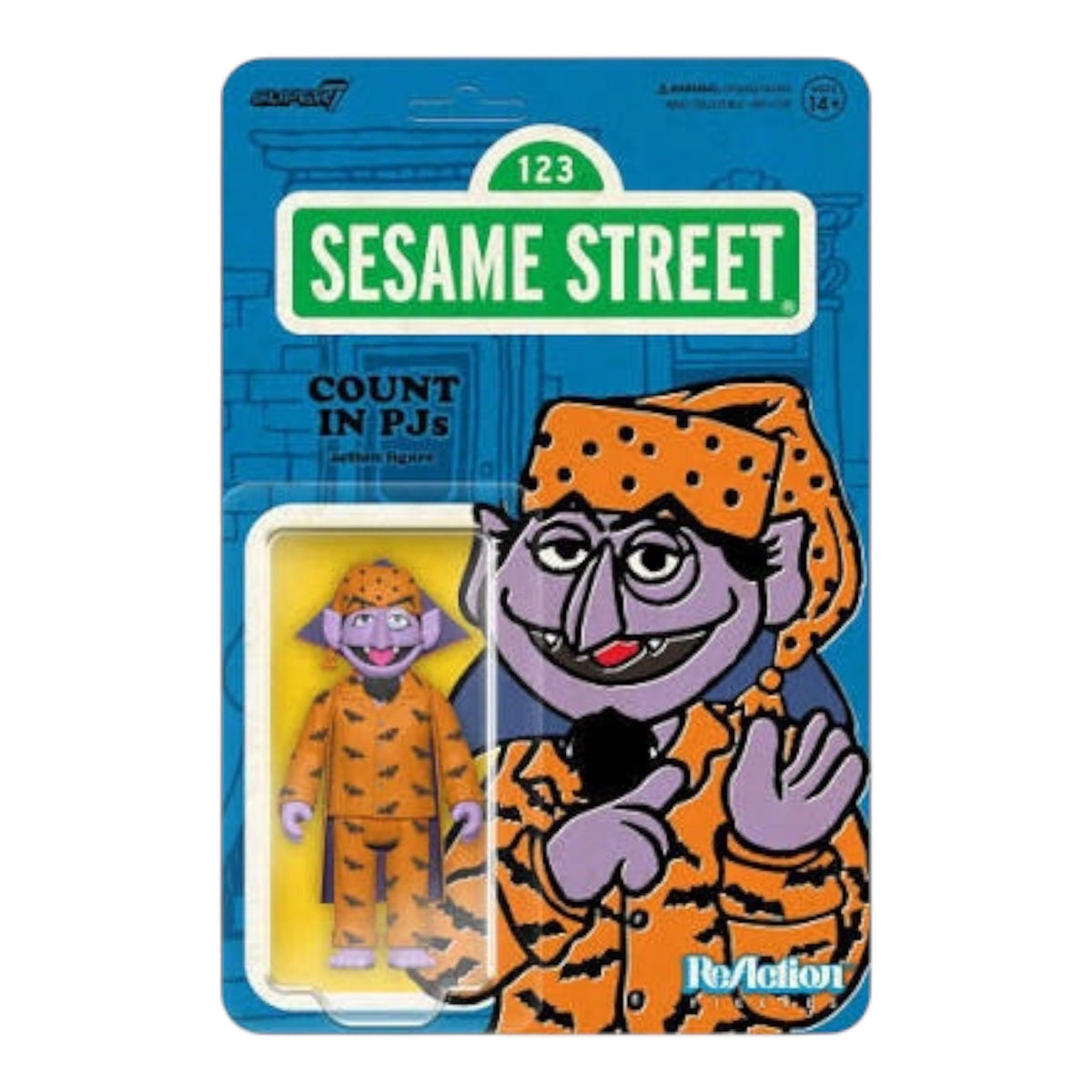 Super7 x Sesame Street Count in PJs 3 3/4” ReAction Figure