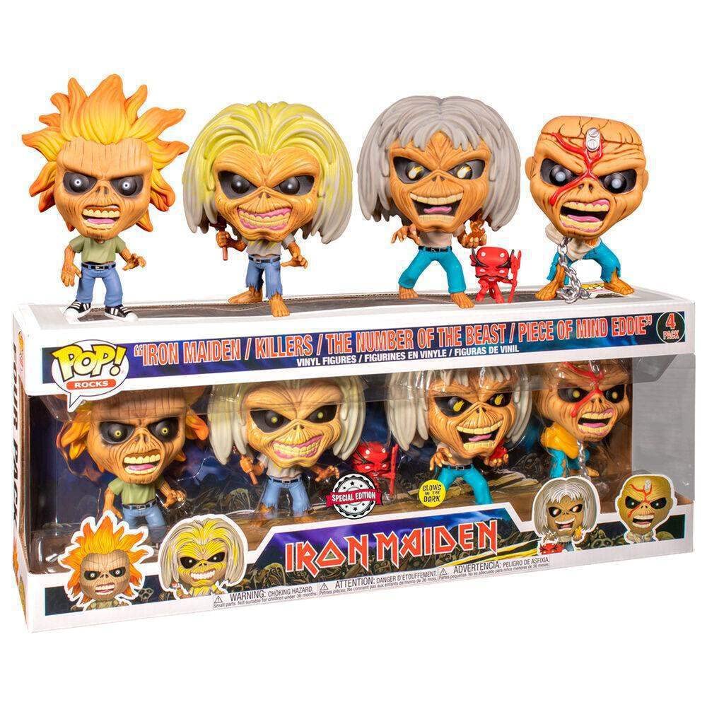 Funko POP! Rocks: Iron Maiden - “Live After Death/ Seventh Son/ Nights of the Dead/ Somewhere in Time” 4 Pack (Glows in the Dark)