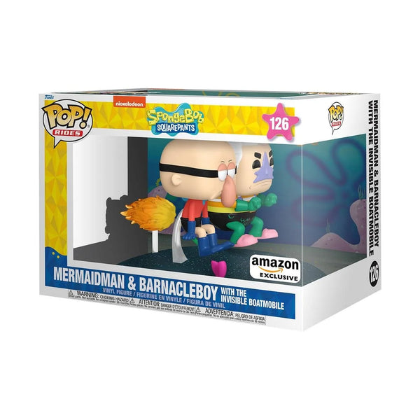 Funko POP! Rides: SpongeBob SquarePants - Mermaid Man & Barnacle Boy with Invisible Car 126 (Amazon Exclusive)